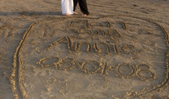 barefoot on the beach